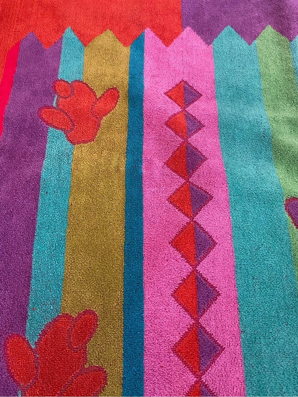 Royal Terry Colorful Southwest Cactus Motif Beach Towel Boho Unisex